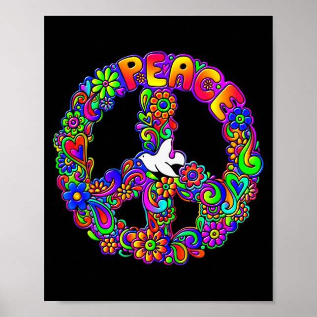 Funny Hipe Flower Wer Peace Sign Tee  (Front)