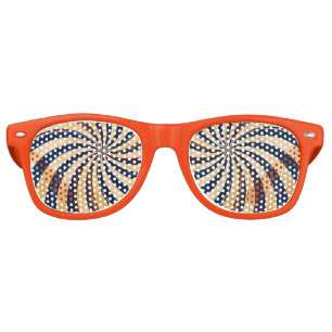 FUNNY HIPNOTIC TWIRL STRIPES, PSYCHODELIC PATTERN RETRO SUNGLASSES