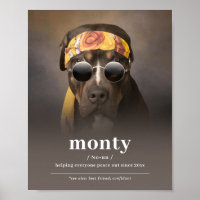 Funny Hippie Dog Portrait - Add Your Dog's Name