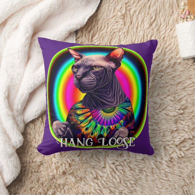 Funny Hippie Sphynx Cat Cushion (Blanket)