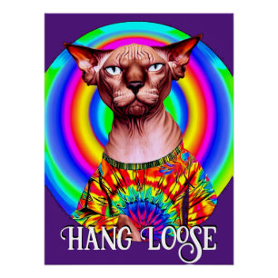 Funny Hippie Sphynx Cat Poster