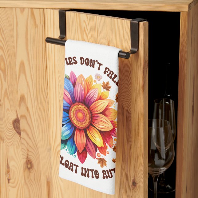 Funny Hippies Quote Sunflower Autumn Tea Towel (Thirds Fold)