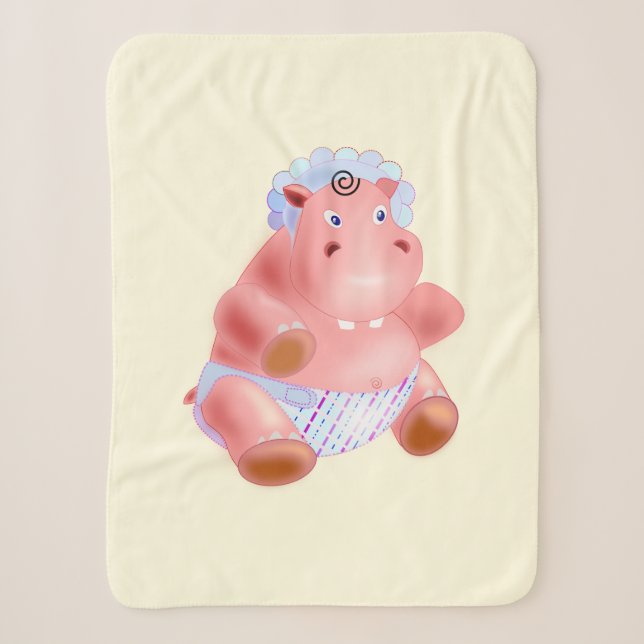 Funny Hippo Baby Blanket (Front)
