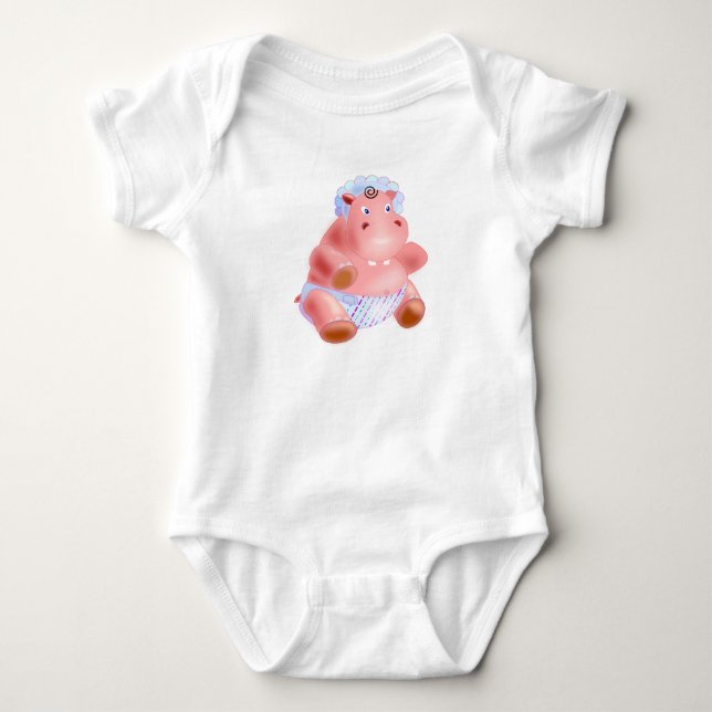 Funny Hippo Baby Bodysuit (Front)
