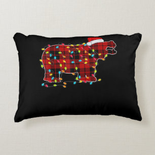 Funny Hippo Christmas Light Matching Family Decorative Cushion