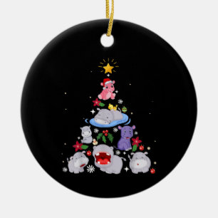 Funny Hippo Christmas Tree   Xmas Hippopotamus Ceramic Tree Decoration