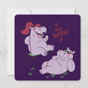 Funny Hippo Couple my wow Holiday Card
