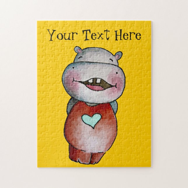 Funny Hippo Customisable Puzzle (Vertical)