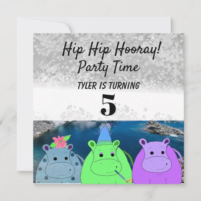 Funny Hippo Party Invitation (Front)