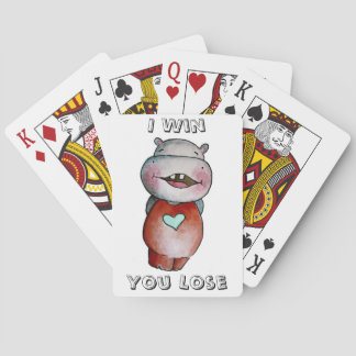 Funny Hippo Playing Cards
