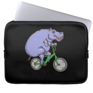 Funny Hippo Riding Bicycle Hippopotamus Kids Hippo Laptop Sleeve