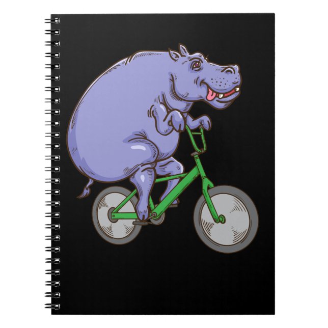Funny Hippo Riding Bicycle Hippopotamus Kids Hippo Notebook (Front)