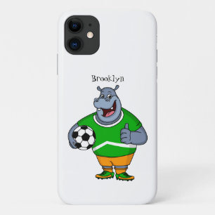 Funny hippo soccer player cartoon illustration Case-Mate iPhone case