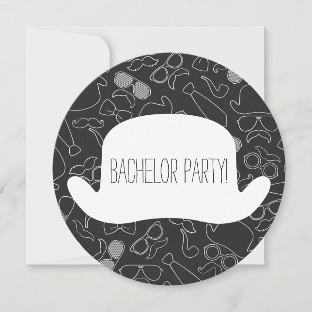 Funny Hipster Bachelor Party Invitation (Front)