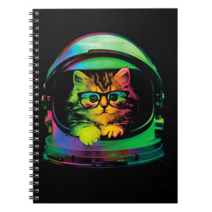 funny hipster cat astronaut notebook