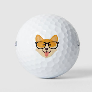 Funny Hipster Corgi Golf Balls