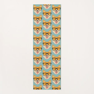 Funny Hipster Corgi Pattern Yoga Mat
