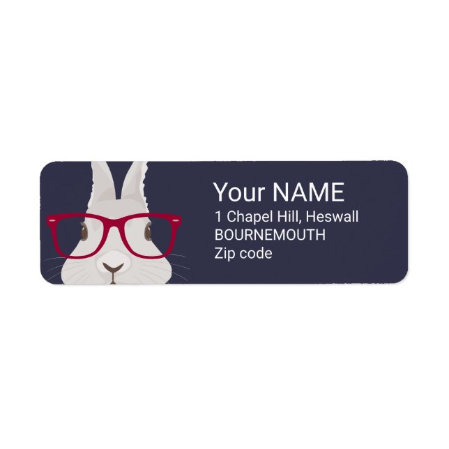 Funny Hipster Easter bunny with red rim glasses (Front)