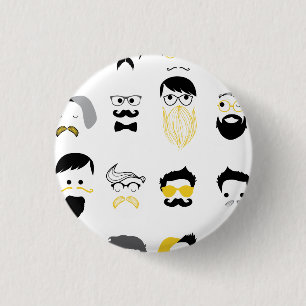 Funny Hipster Faces 3 Cm Round Badge