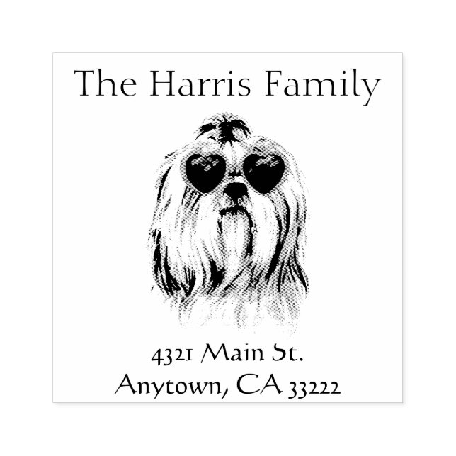 Funny Hipster Lhasa Apso Personalised Rubber Stamp (Imprint)