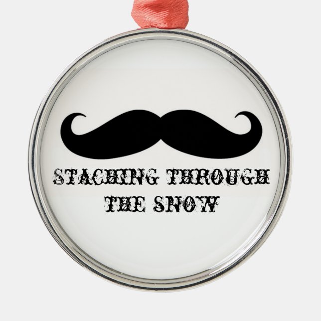 Funny hipster moustache holiday xmas moustaches metal tree decoration (Front)