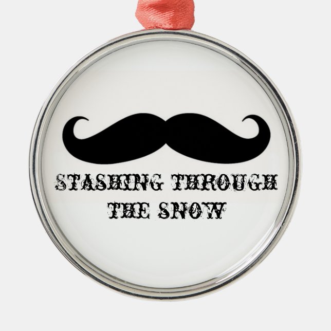 Funny hipster moustache holiday xmas moustaches metal tree decoration (Front)