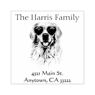 Funny Hipster Retriever Personalized Rubber Stamp