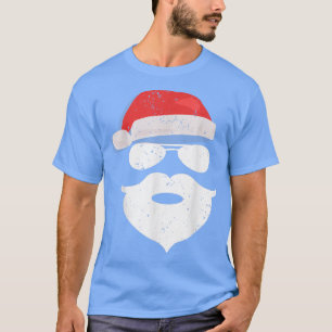 Funny Hipster Santa Beard Sunglasses and Red Hat C T-Shirt