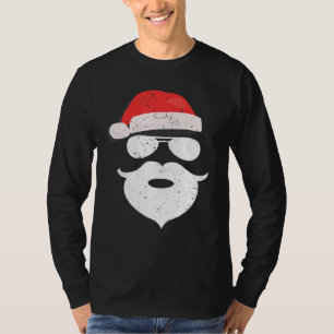 Funny Hipster Santa Beard Sunglasses And Red Hat C T-Shirt