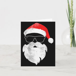 Funny Hipster Santa Face With Hat Beard & Gles Card