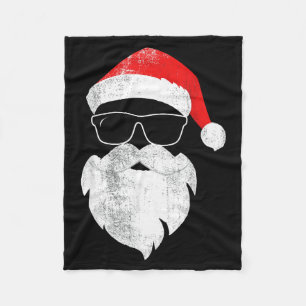 Funny Hipster Santa Face With Hat Beard &amp; Gles Fleece Blanket