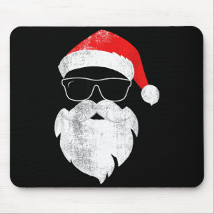 Funny Hipster Santa Face With Hat Beard &amp; Gles Mouse Pad