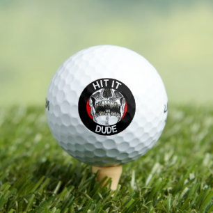 Funny Hit It Dude Cool Skull Golf Balls