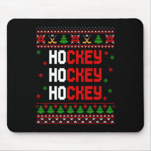 Funny Ho Ho Ho Hockey Ugly Christmas Sweaters  Mouse Pad