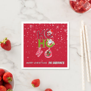 Funny HO HO HO Retro Christmas Holiday  Napkin