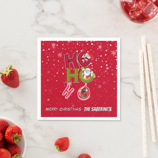 Funny HO HO HO Retro Christmas Holiday  Napkin (Insitu)