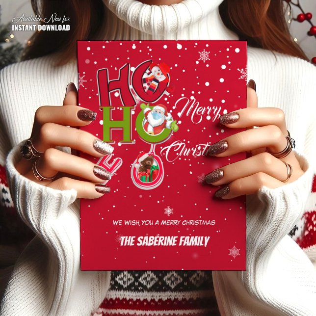 Funny HO HO HO Retro Christmas Holiday Postcard  (Creator Uploaded)