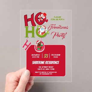 Funny HO HO HO Retro Christmas Party Invitation 