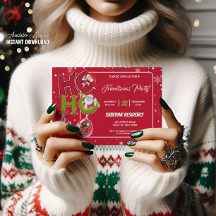 Funny HO HO HO Retro Christmas Party Invitation 