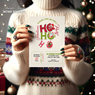 Funny HO HO HO Retro Christmas Party Invitation 