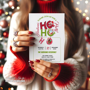 Funny HO HO HO Retro Christmas Party Invitation 