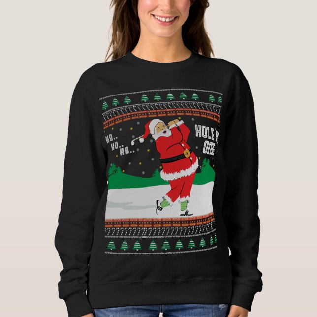 Funny Ho Ho Ho Ugly Santa Golf Christmas Sweater J (Front)