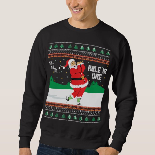 Funny Ho Ho Ho Ugly Santa Golf Christmas Sweater J (Front)