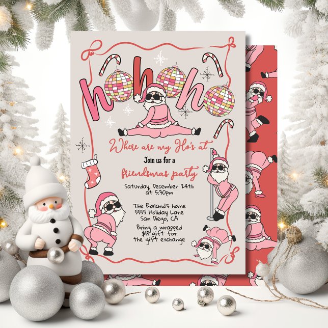 Funny Ho Ho Ho's Friendsmas Adult Christmas Party Invitation (Creator Uploaded)