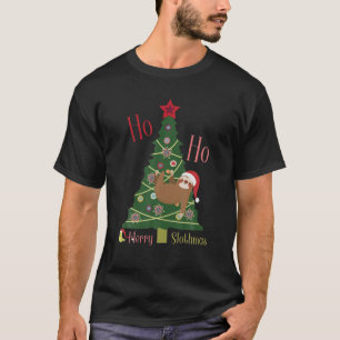 Funny Ho Ho Merry Slothmas Christmas Lazy Sloth Lo T-Shirt