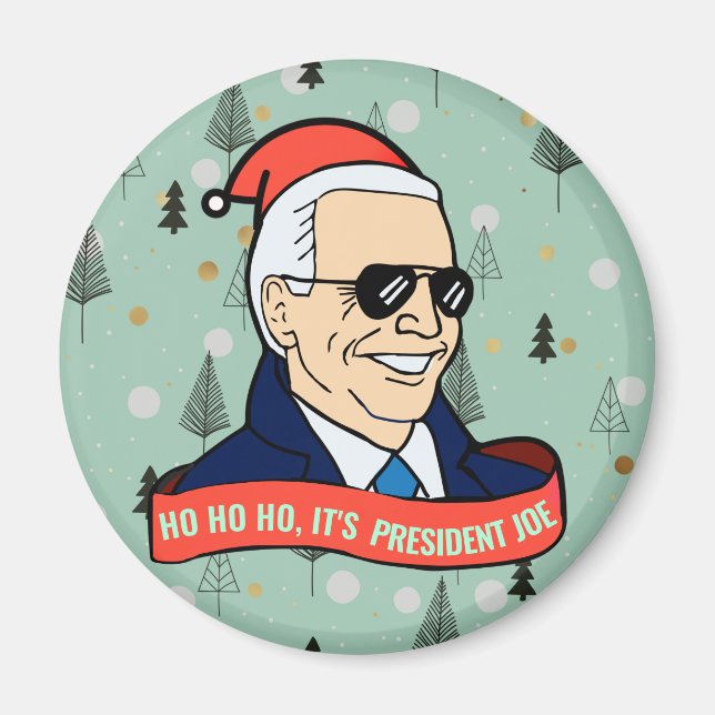 Funny Ho Its President Joe Biden Christmas Kitchen Magnet (Front)