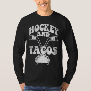 Funny Hockey And Tacos Frisbee Lover Retro Vintage T-Shirt