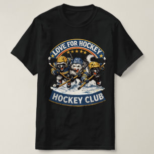 Funny Hockey Animals Club - Classic Hockey Love -  T-Shirt