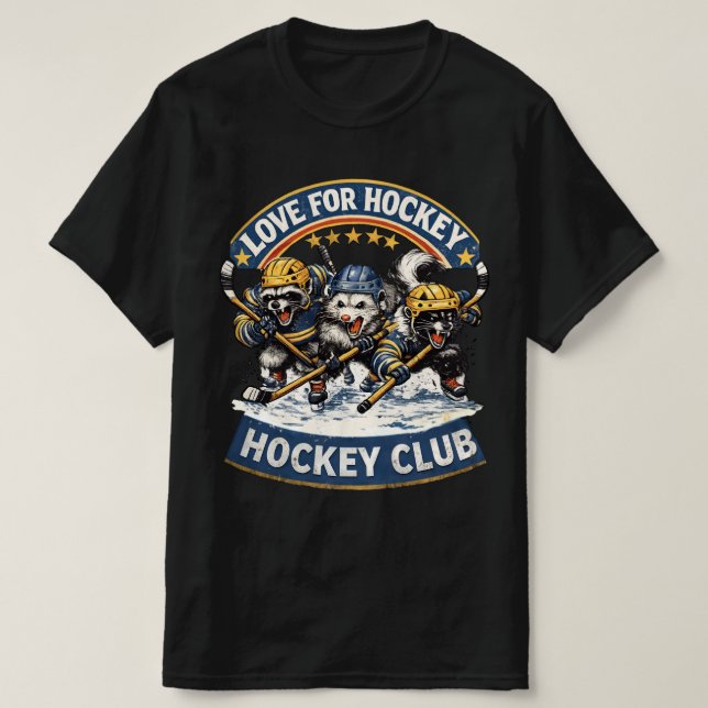 Funny Hockey Animals Club - Classic Hockey Love -  T-Shirt (Design Front)