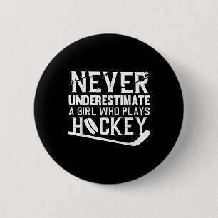 Funny Hockey Art For Girls Women Field Hockey Play 6 Cm Round Badge